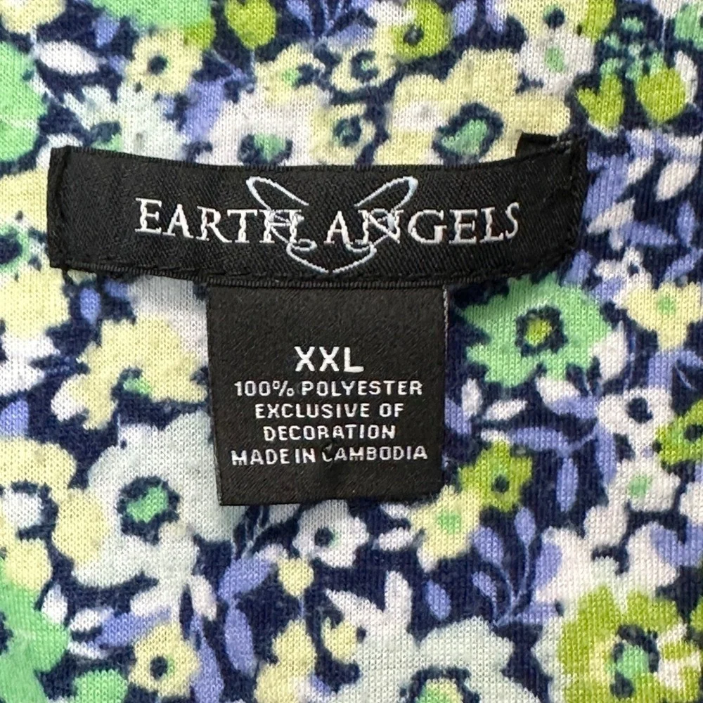 Lot of 2 Earth Angels Nightgown Women XXL Multicolor Floral Green Orange Comfort